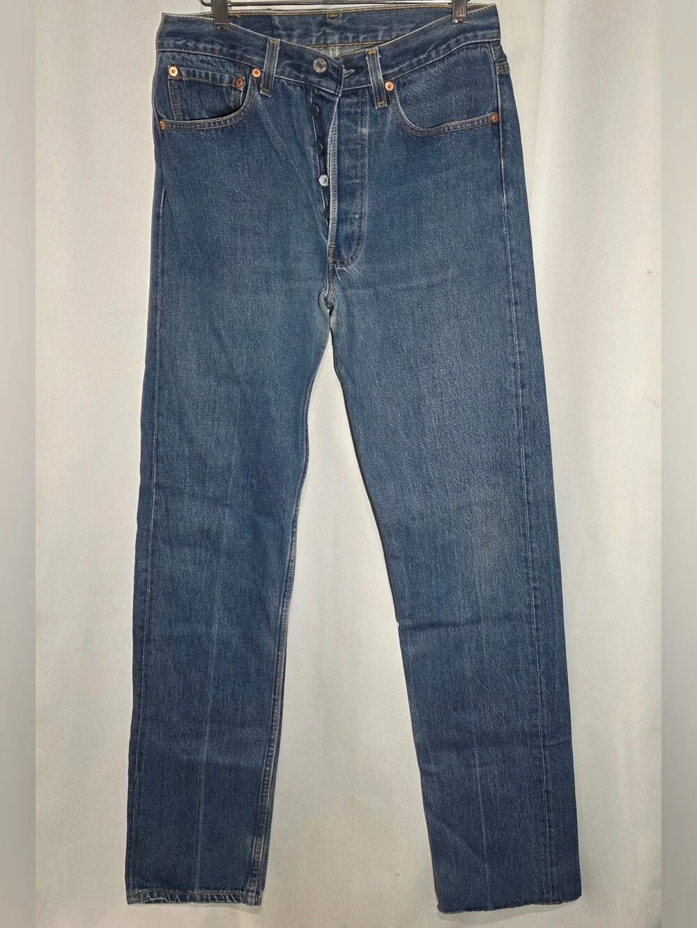 Vintage 90s Levis 501 Jeans Button Fly Size 32X38 Made In USA Denim